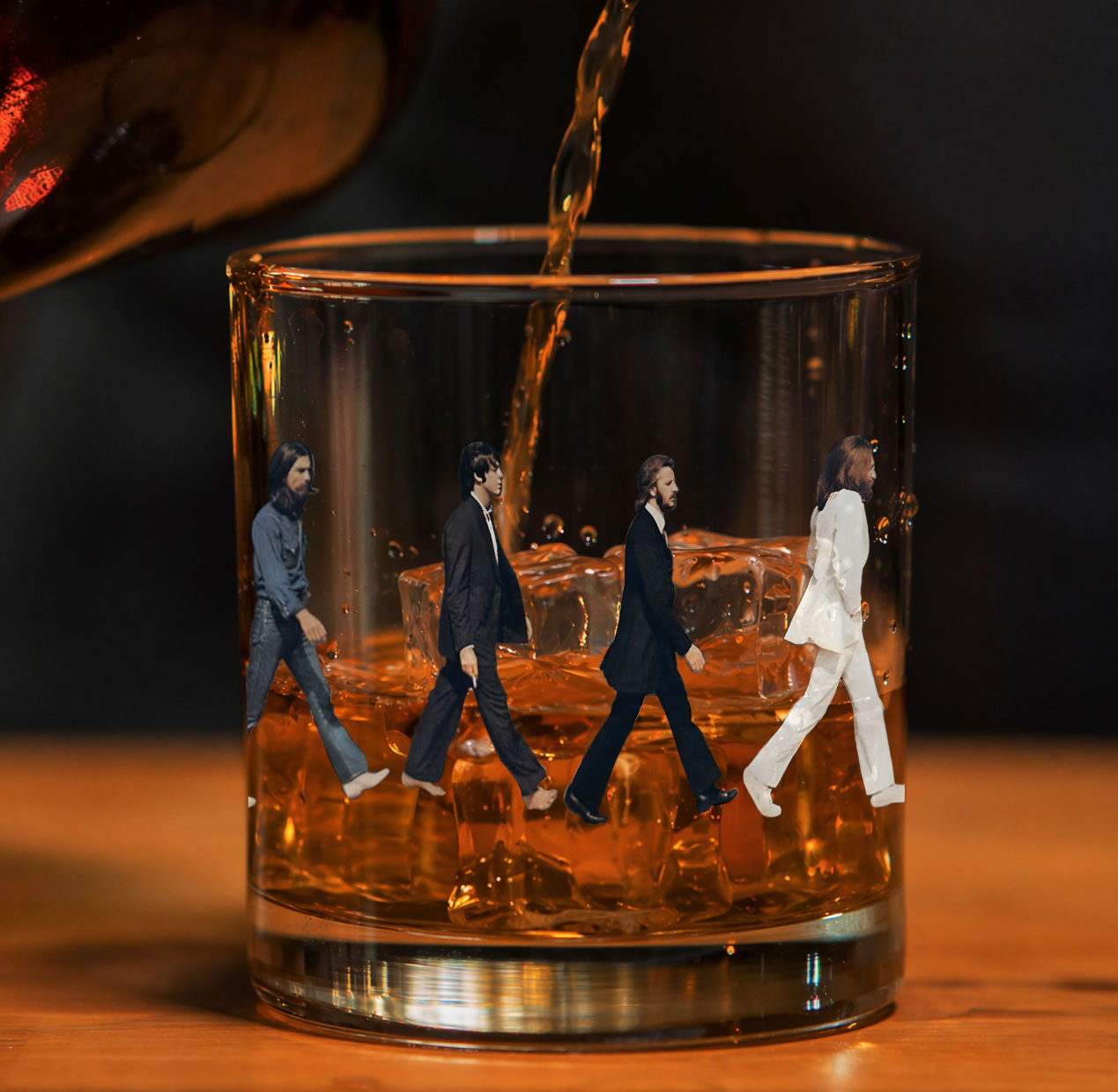 The Beatles Abbey Road Whiskey Glass – Iconic Crosswalk Design ( With Gift Box )