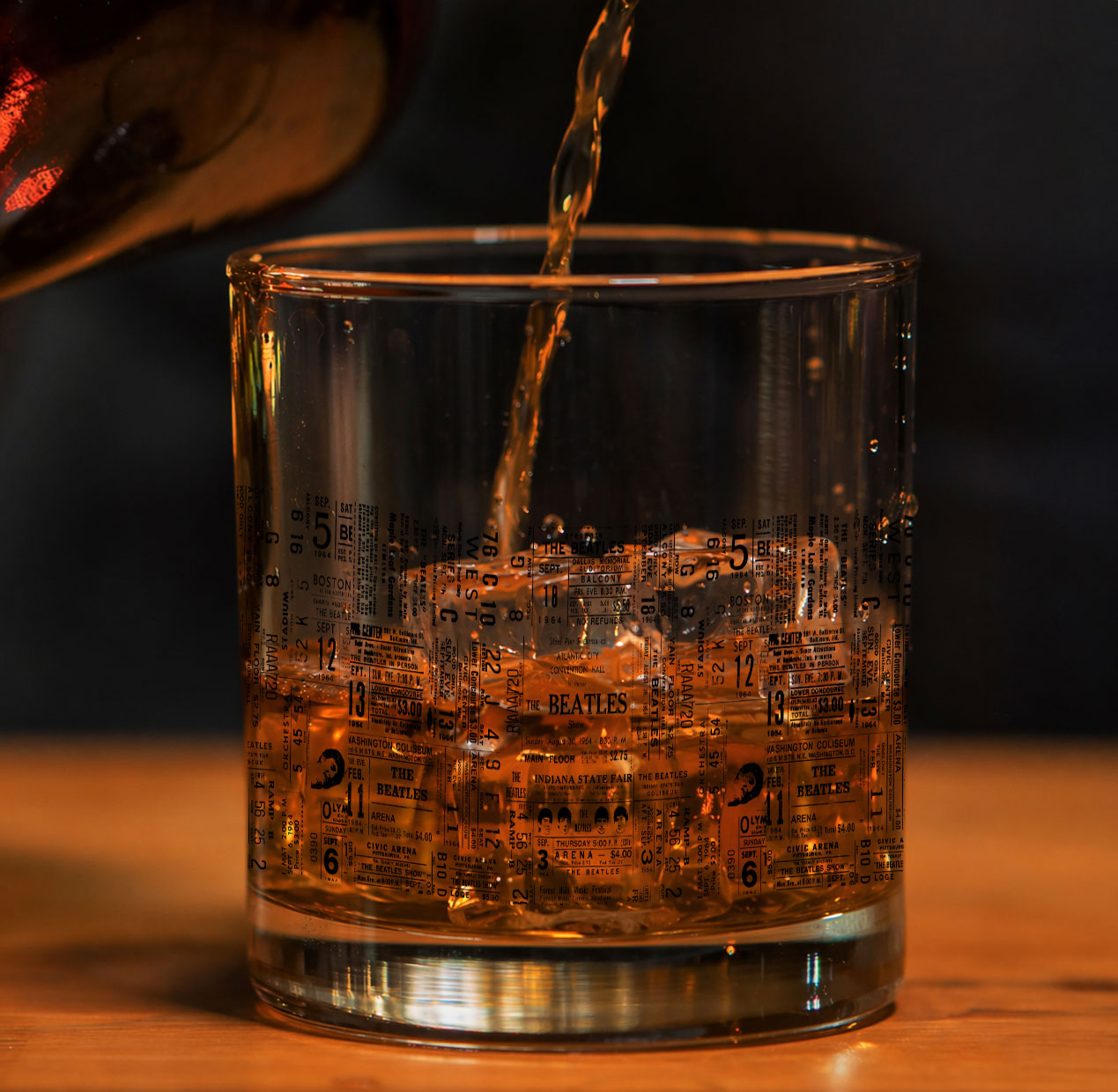 The Beatles Inspired Printed Effect Whiskey Glass – Ticket Design ( With Gift Box)