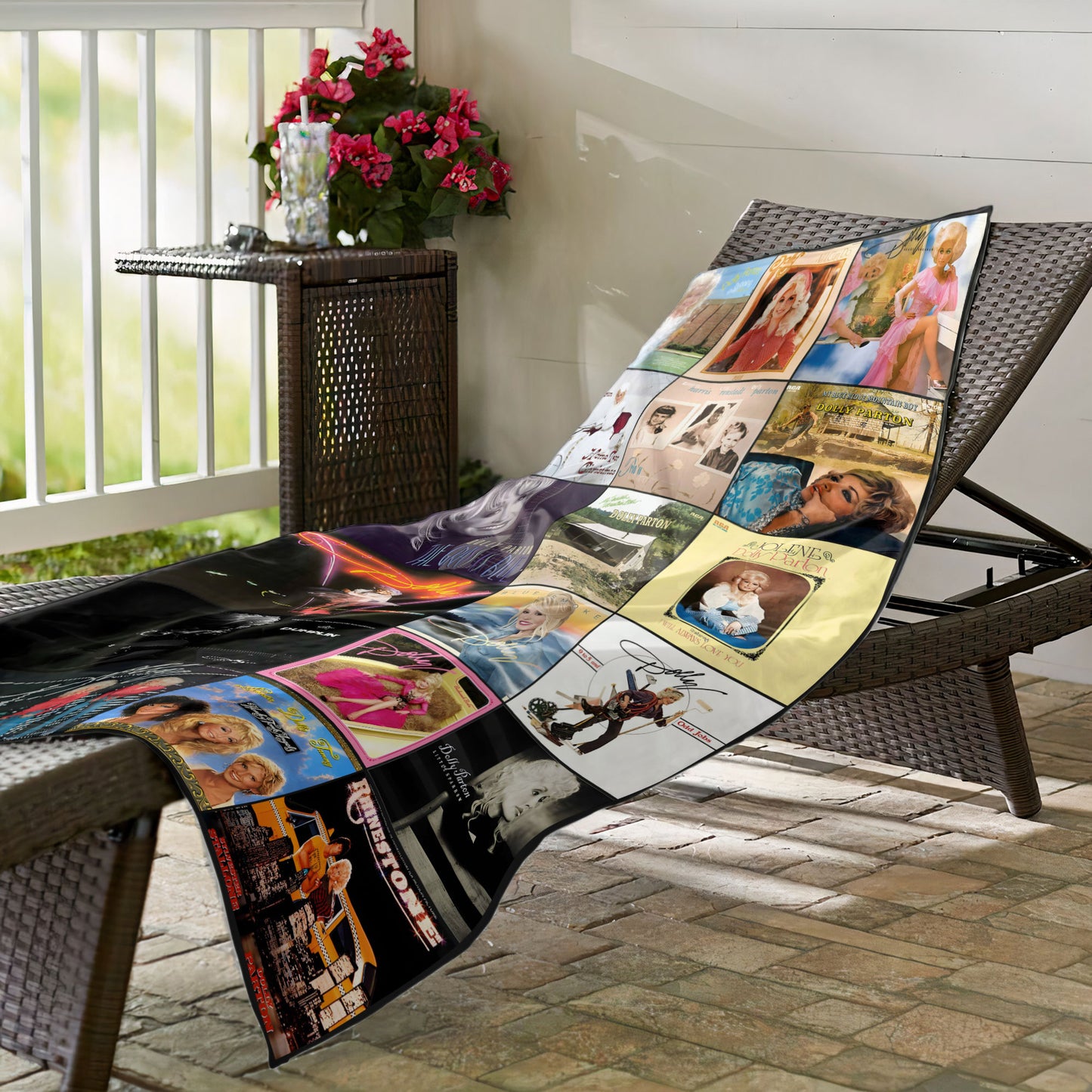Dolly Parton Beach Towel – Album Cover Collage Country Music Towel