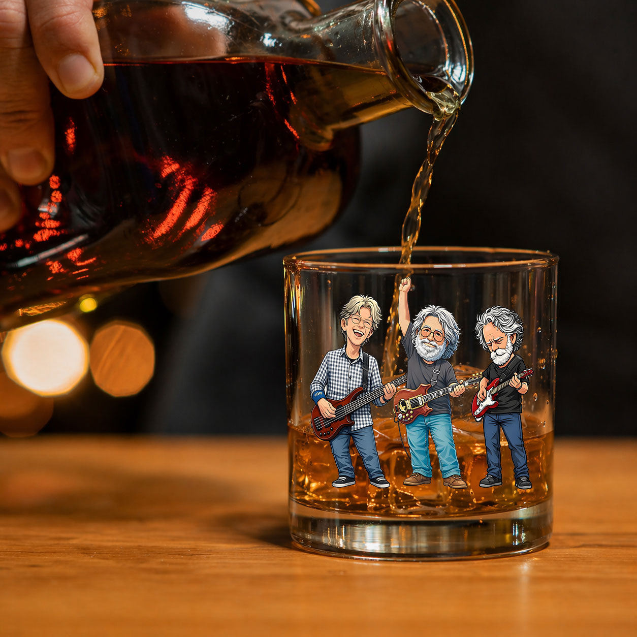 Grateful Dead Cartoon Printed Effect Whiskey Glass –  Animated Design ( With Gift Box )