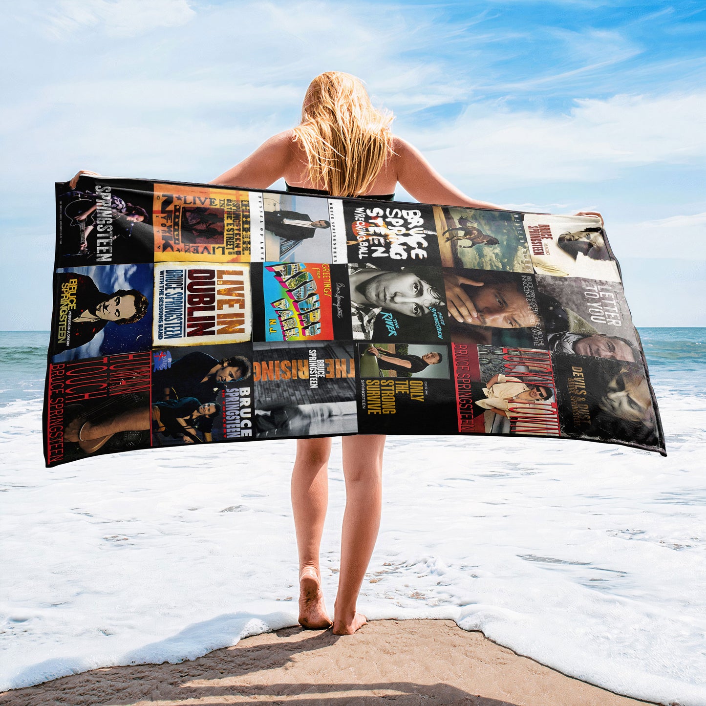 Bruce Springsteen Beach Towel – Album Cover Collage Classic Rock Towel