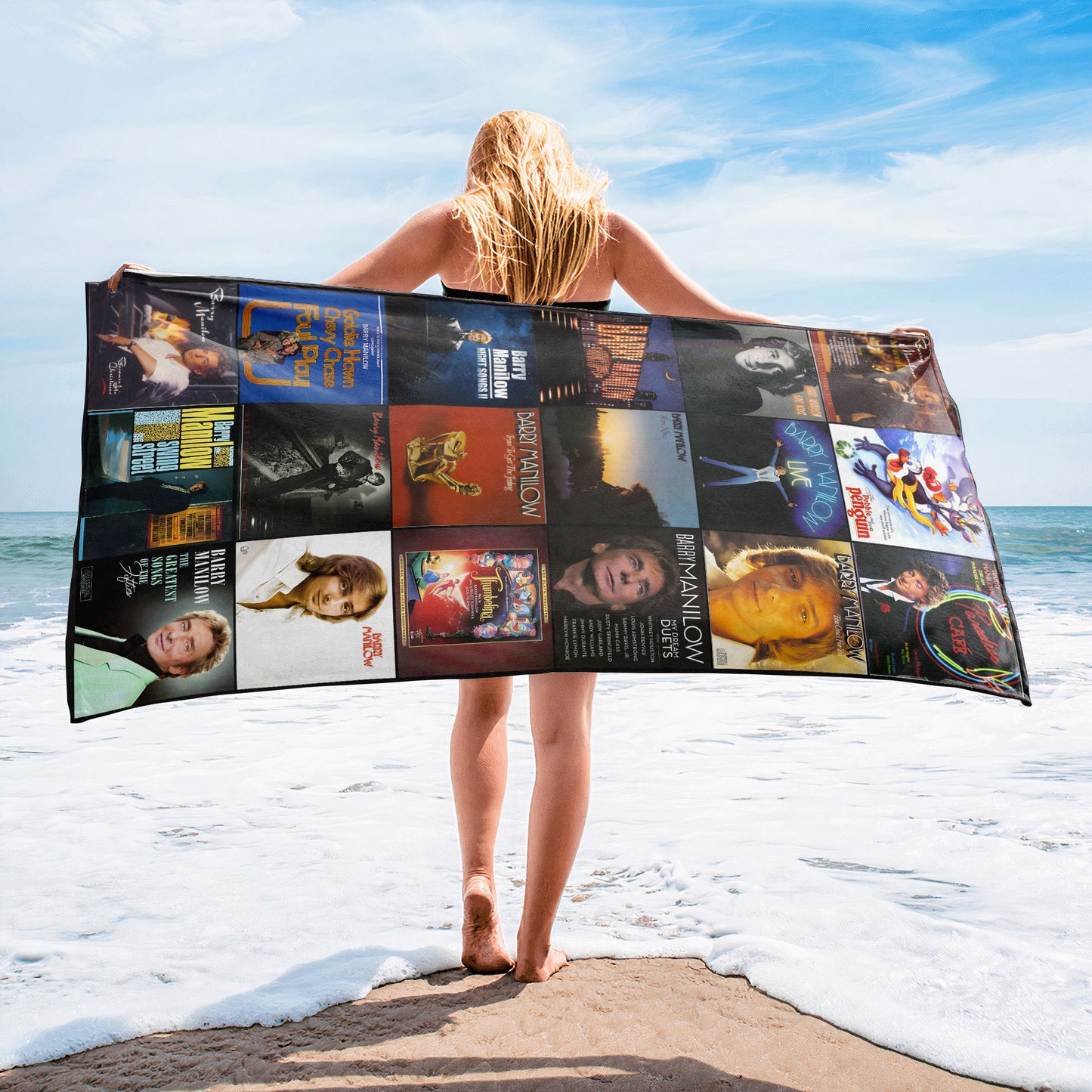 Barry Manilow Beach Towel – Album Cover Collage Pop and Rock Towel