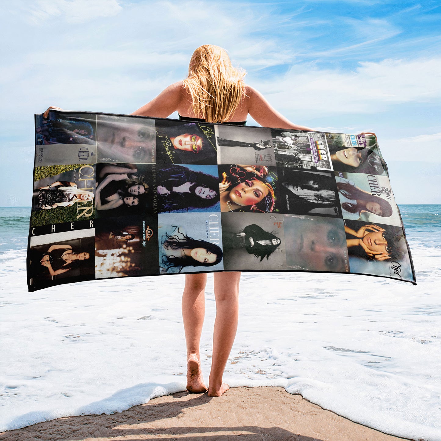 Cher Beach Towel – Album Cover Collage Pop and Rock Towel