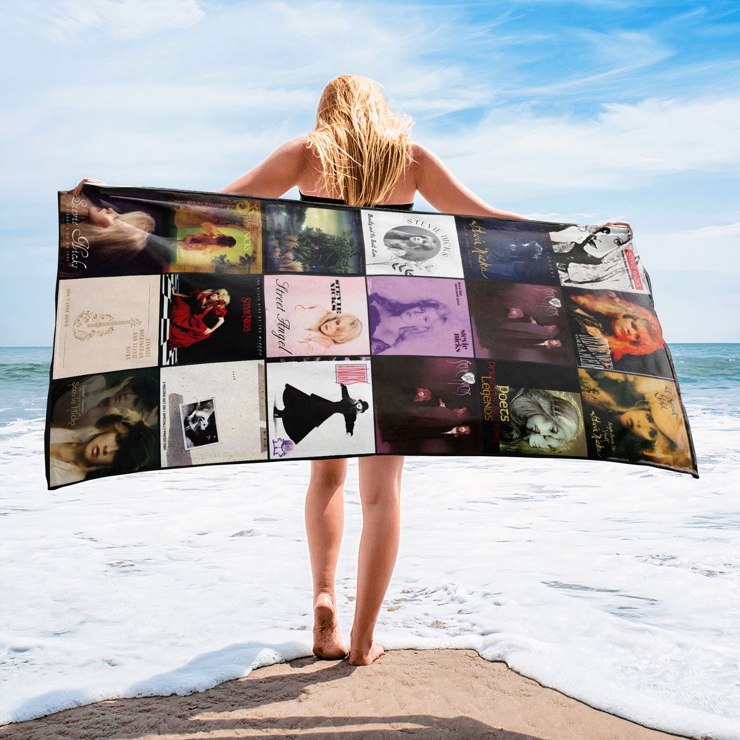 Stevie Nicks 1 Beach Towel – Album Cover Collage Classic Rock Towel