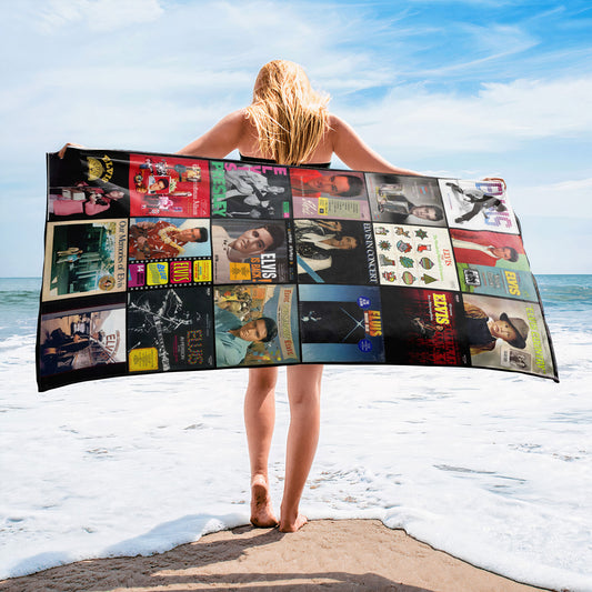 Elvis Presley Beach Towel – Album Cover Collage Rock & Roll Towel