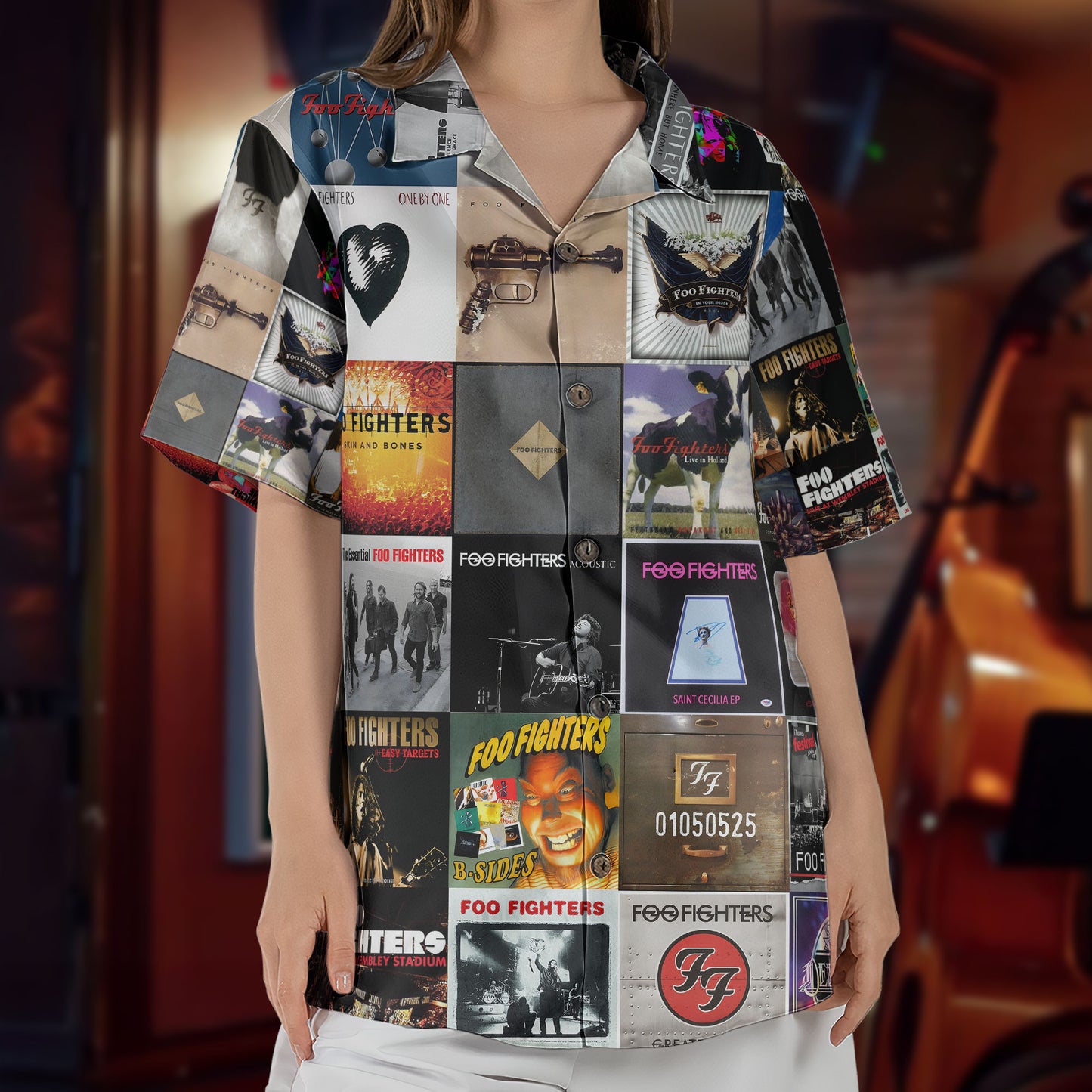 Foo Fighters Hawaiian Shirt – Album Cover Collage Alternative Rock Summer Button Up