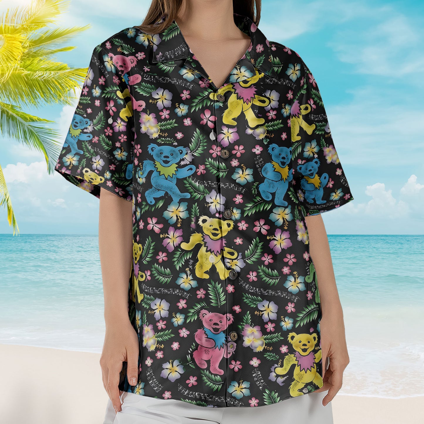 Grateful Dead Dancing Bears Hawaiian Shirt – Vintage Psychedelic Rock Band Apparel – Retro Music Album Art Inspired Shirt