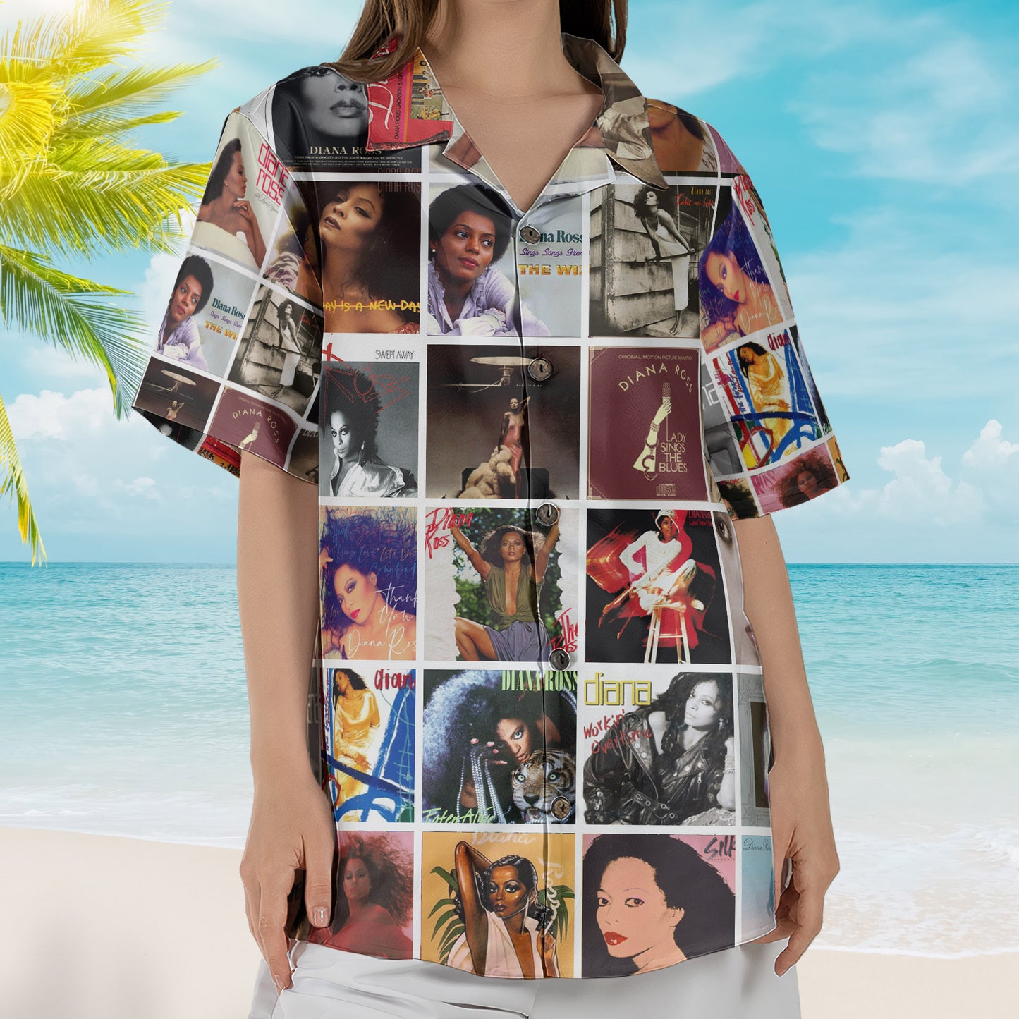 Diana Ross Album Collage Hawaiian Shirt –  R&B Pop Music Fan Shirt