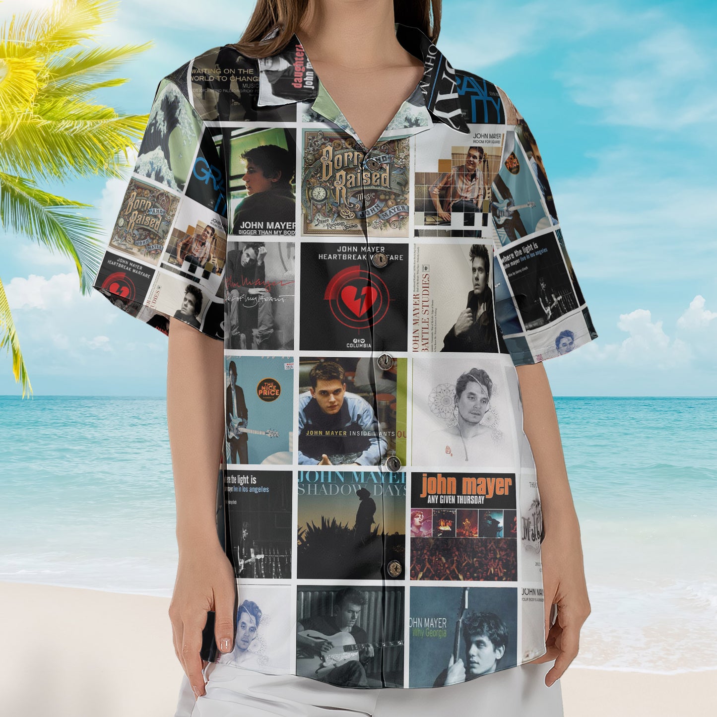 John Mayer Album Collage Hawaiian Shirt –  Pop Rock Music Fan Shirt