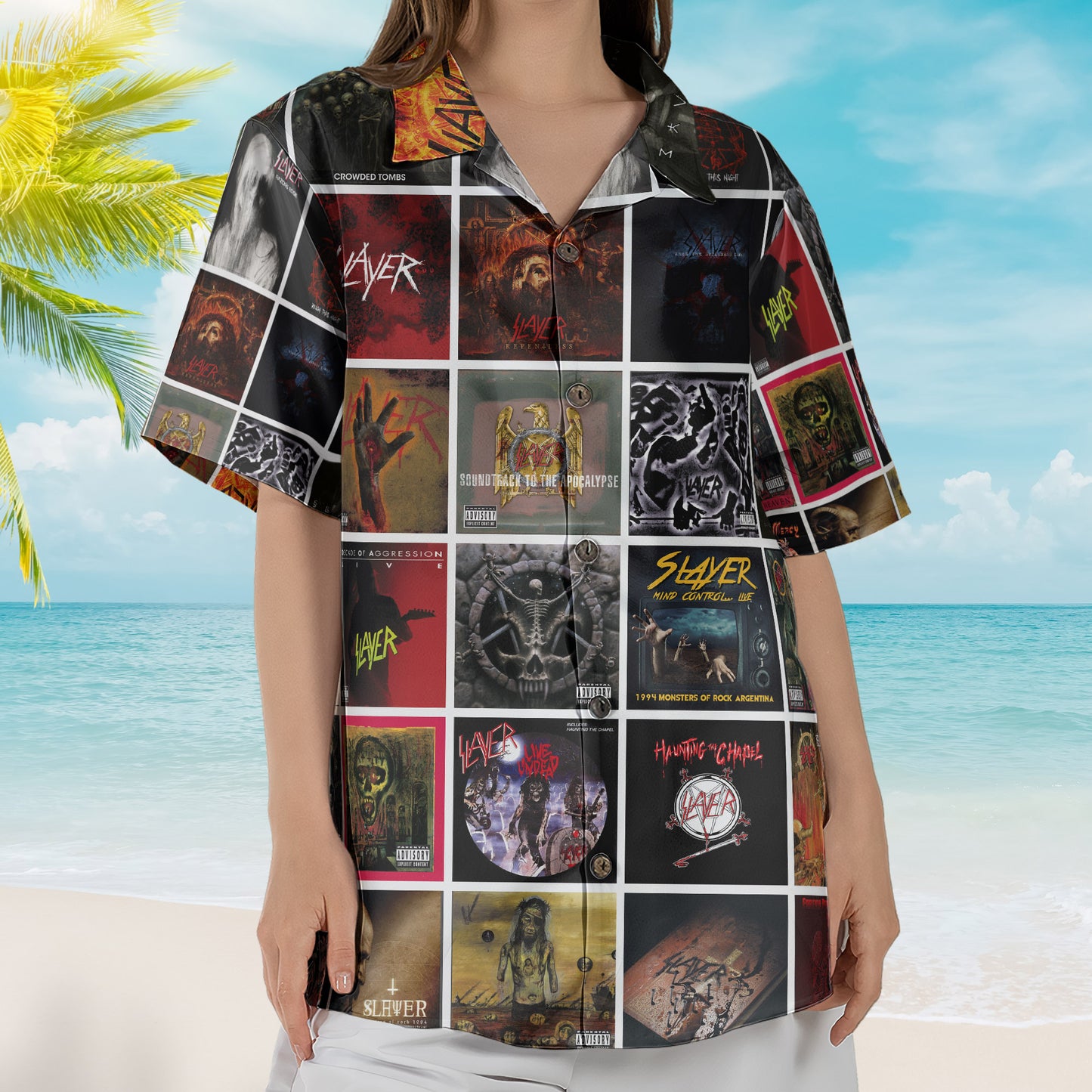 Slayer Album Collage Hawaiian Shirt –  Metal Music Band Fan Shirt