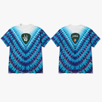 Jerry Garcia Tie-Dye Accent Tee – Psychedelic Lightning Bolt Guitar Pick Design