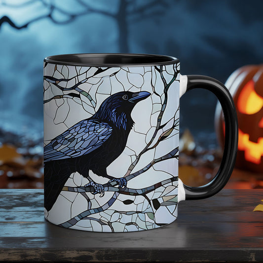 Stained Glass Raven Accent Mug