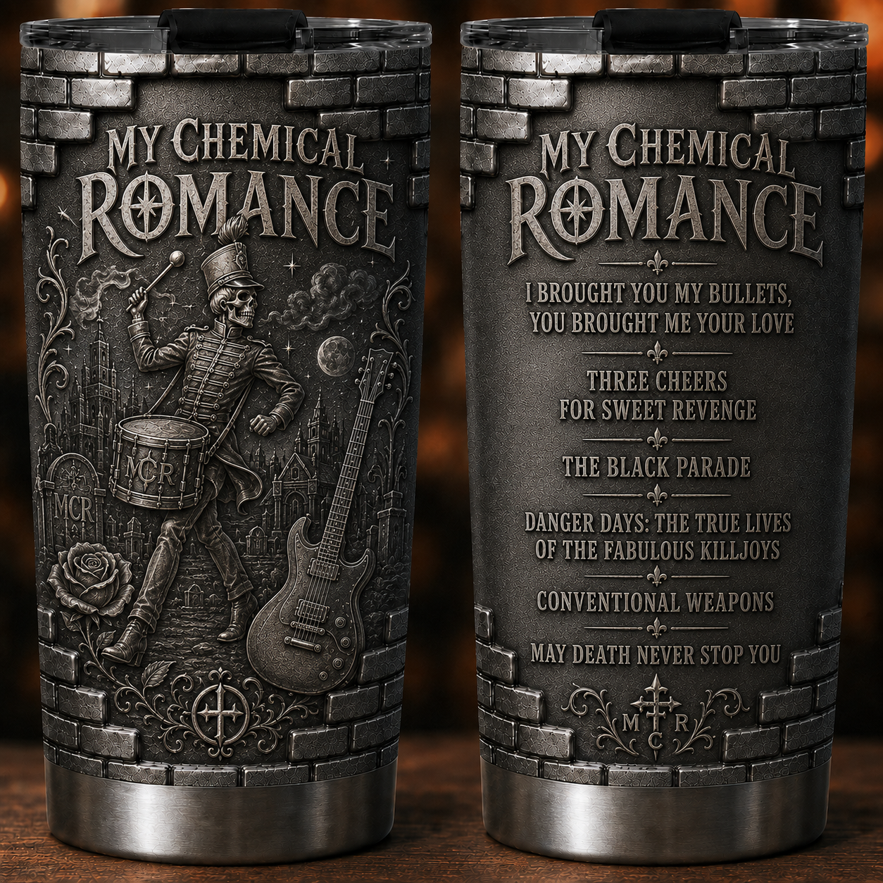 My Chemical Romance 3D Printed Stainless Steel Tumbler - Emo Rock Travel Mug