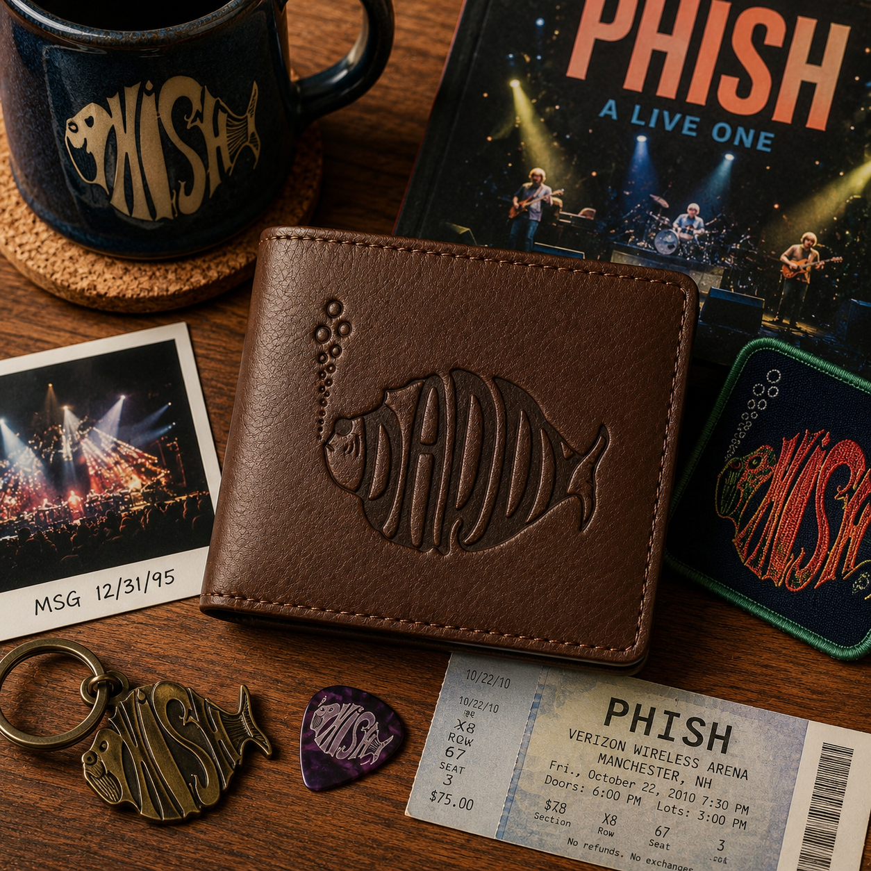 Phish Dad Wallet – Phish Band Logo Inspired Leather Wallet (With Box)