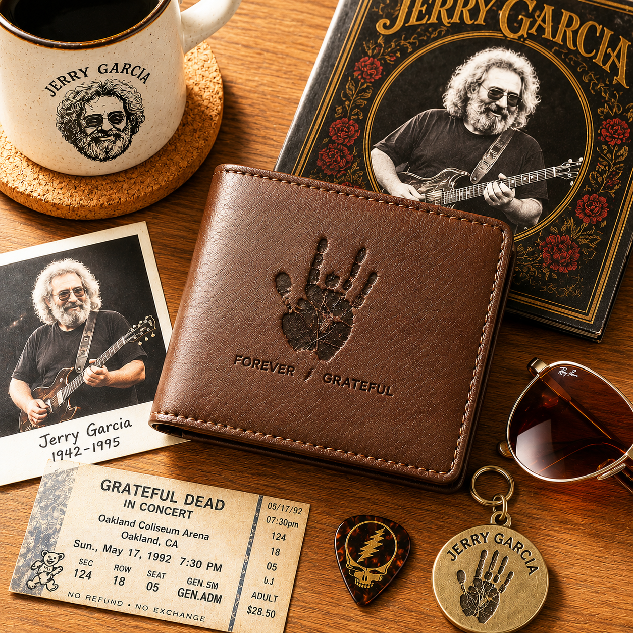 Jerry Garcia Hand Print Wallet – Jerry Garcia Inspired Leather Wallet (With Box)
