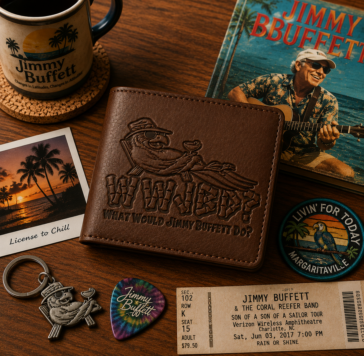 What Would Jimmy Buffet Do Wallet –  Jimmy Buffet Inspired Leather Wallet (With Box)