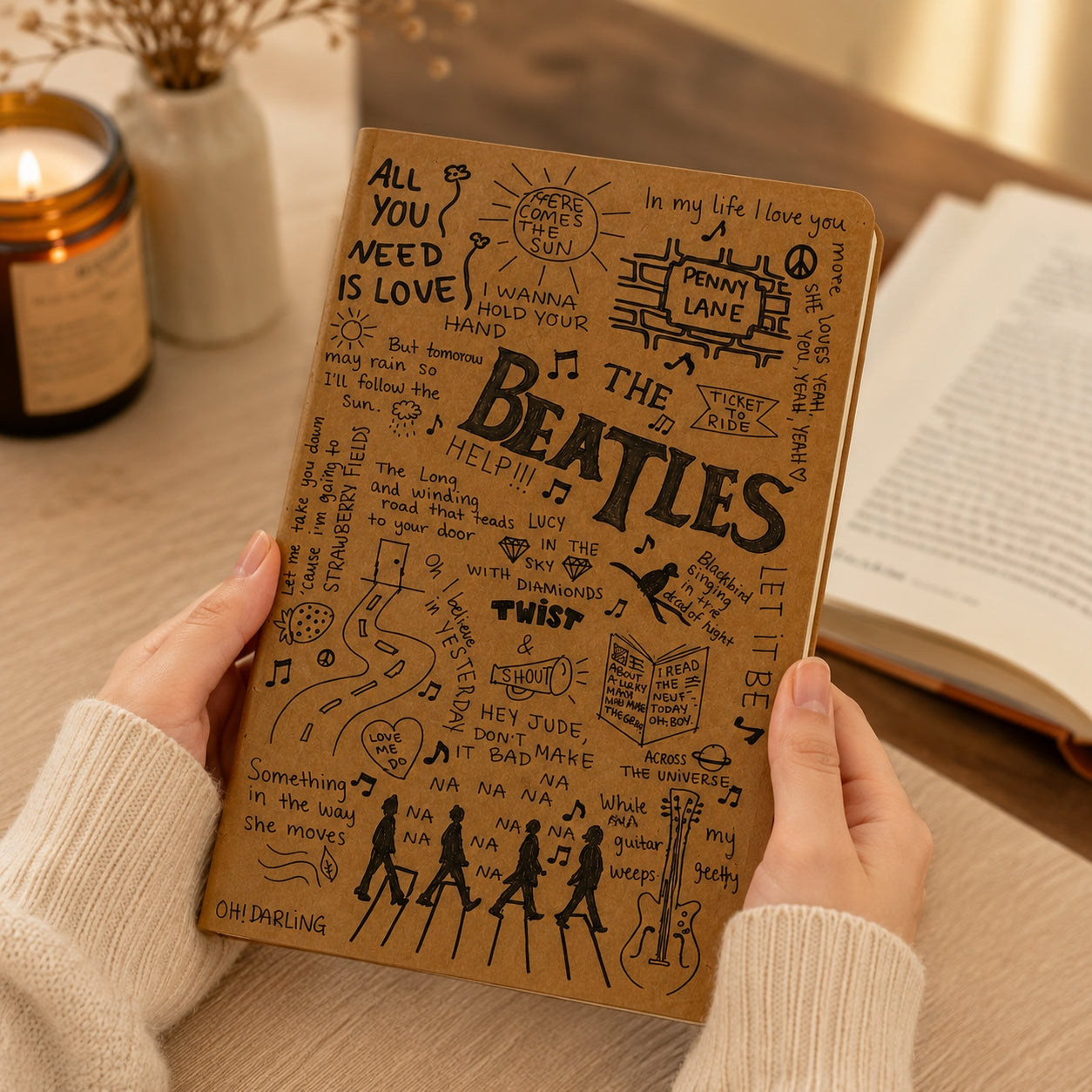 The Beatles Icons Vegan Leather Journal - Personalized A5 Printed Notebook