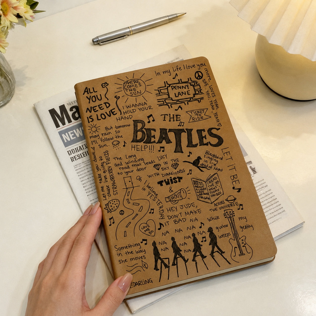 The Beatles Icons Vegan Leather Journal - Personalized A5 Printed Notebook