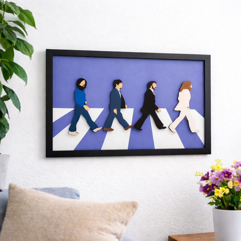 The Beatles Abbey Road 3D Wall Decor Picture Frame – Iconic Album Art Shadow Box
