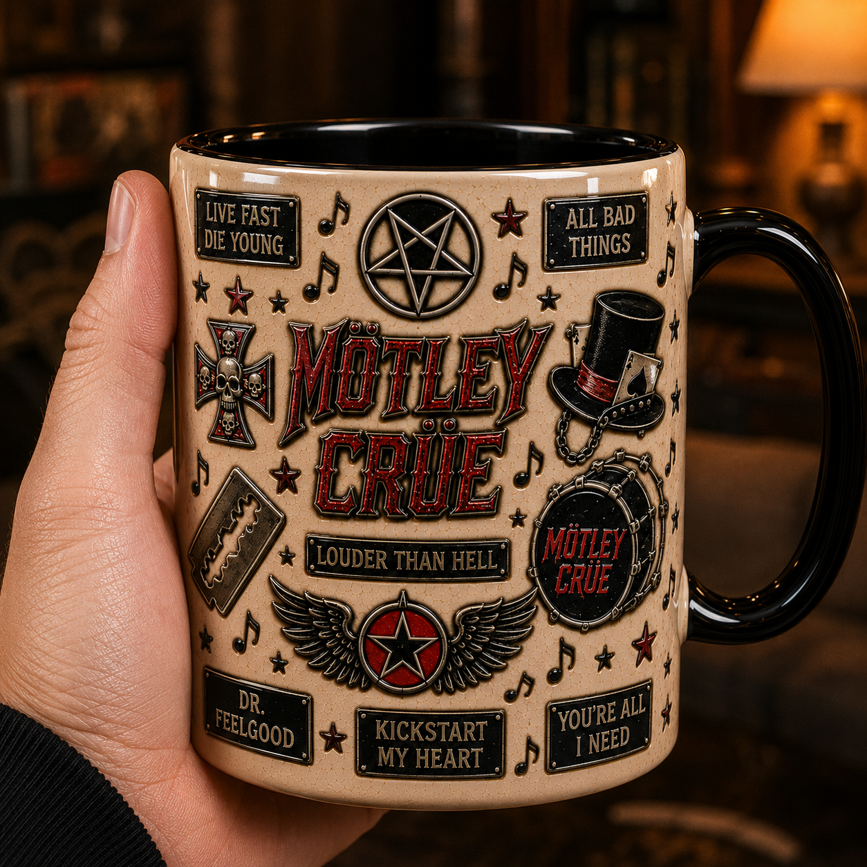Motley Crue Mug – Kickstart My Heart Vintage Heavy Metal Ceramic Coffee Cup