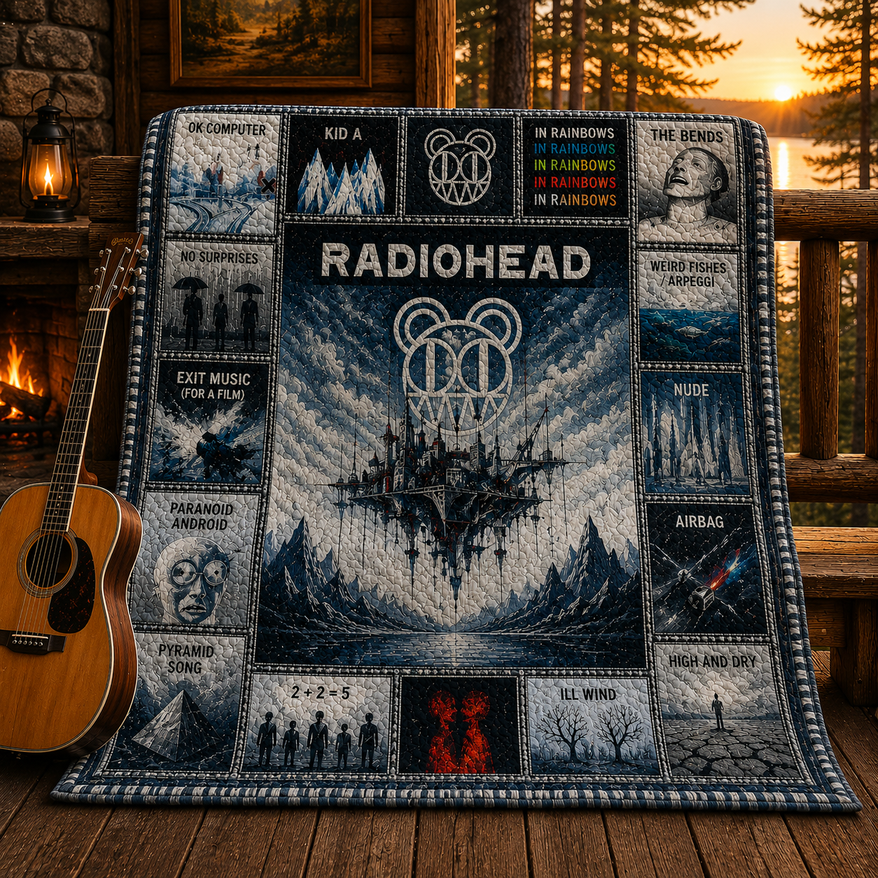 Radiohead Alternative Rock Quilt Blanket – A Melancholic Art Journey In Every Stitch