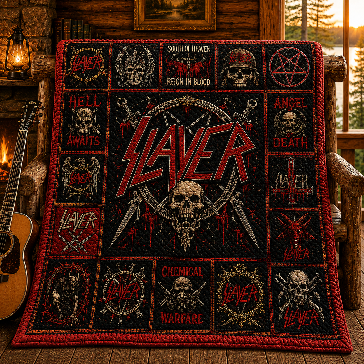 Slayer Thrash Metal Quilt Blanket – Reign In Blood Journey In Every Stitch