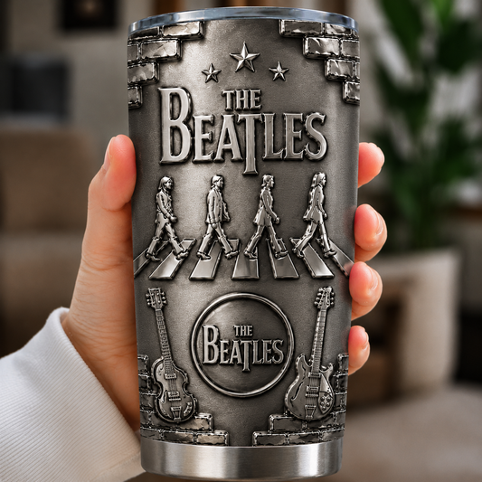 The Beatles 3D Printed Stainless Steel Tumbler - Abbey Road Travel Mug - Double Wall Vacuum Insulated Cup
