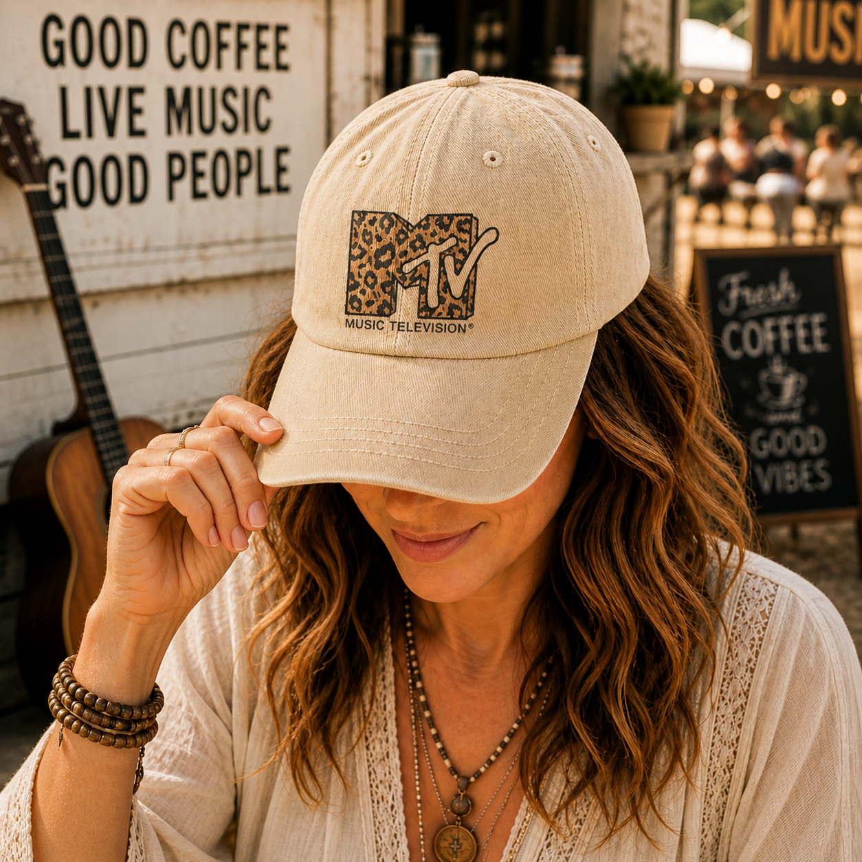 MTV Pink Leopard Logo Cap – Vintage Washed Hat, Retro Music Television Aesthetic Streetwear Hat (With Box)