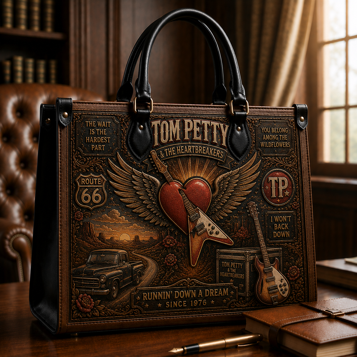 Tom Petty and the Heartbreakers Handbag, Tote Bag and Wallet Set, Wildflowers Rock Music Accessories, Fan Gift